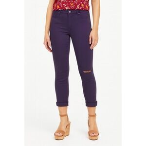 Dollhouse Juniors' Colored Ripped Cropped Jeans Purple Size 11 Skinny Cuffed